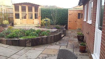A small back garden designed tot he owners requirements